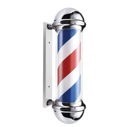 Barber Pole Silver with led lamp