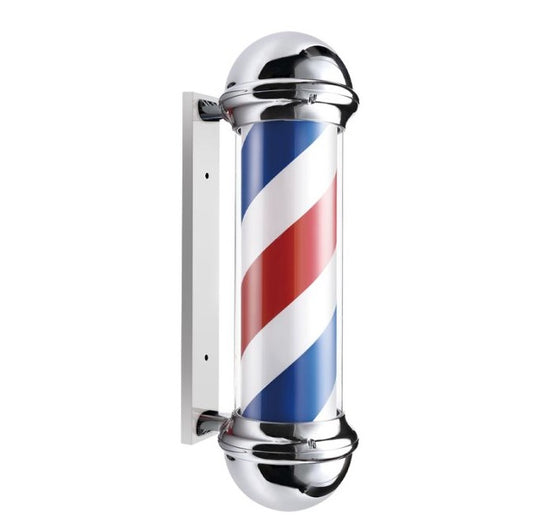 Barber Pole Silver with led lamp