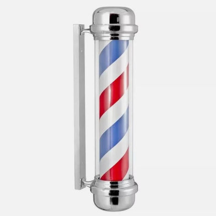 Barber Pole Light with silver metal frame - long