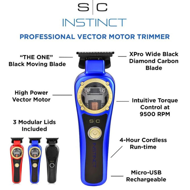StyleCraft Instinct Professional Vector Motor Cordless Hair Trimmer with Intuitive Torque Control