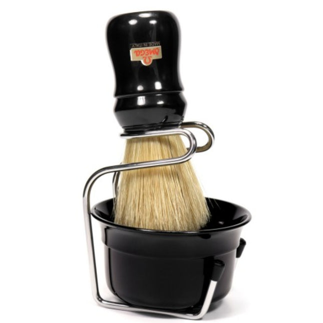 49.18 Omega Pure bristle shaving brush with bowl and stand