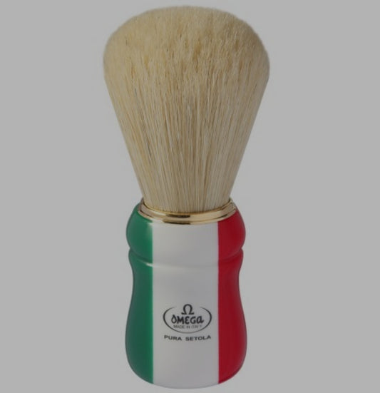 21762 “ITALIAN FLAG” Omega Pure bristle shaving brush