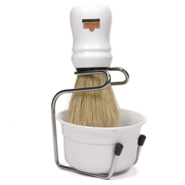 49.18 Omega Pure bristle shaving brush with bowl and stand