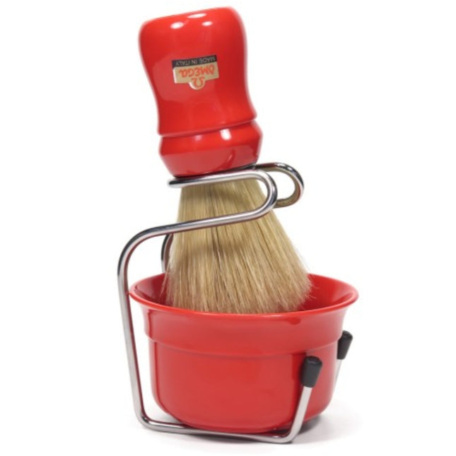 49.18 Omega Pure bristle shaving brush with bowl and stand